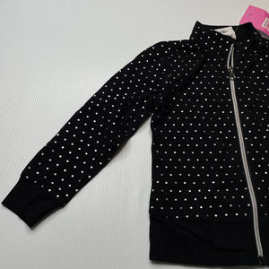 Girls Mango, black & silver spot zip up top, NEW, size 3,  