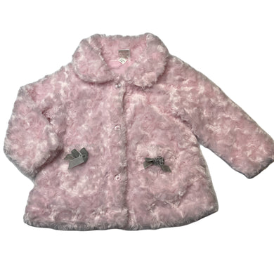 Girls Cutie Pie, pink faux fur jacket, GUC, size 1-2,  