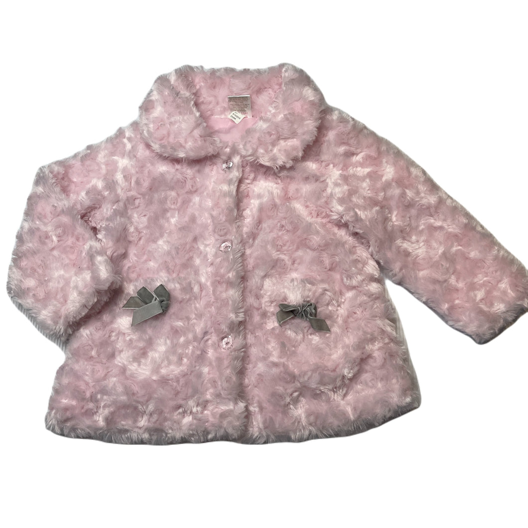 Girls Cutie Pie, pink faux fur jacket, GUC, size 1-2,  