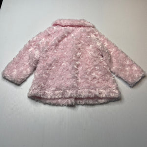 Girls Cutie Pie, pink faux fur jacket, GUC, size 1-2,  