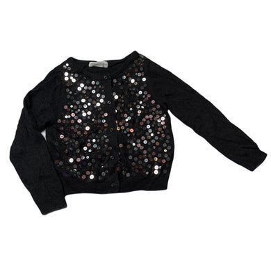 Girls H&M, knitted cotton cardigan, sequins, GUC, size 3-4,  