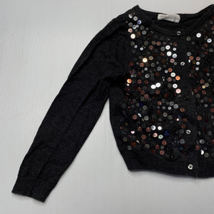 Girls H&M, knitted cotton cardigan, sequins, GUC, size 3-4,  