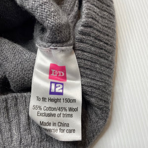 Girls L&D, cotton / wool knit skirt, elasticated, L: 33.5cm, EUC, size 12,  