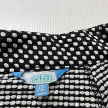 Load image into Gallery viewer, Girls Tilii, black &amp; white spot skirt, L: 40cm, *adjustable elastic missing*, W: 34cm across, FUC, size 12,  