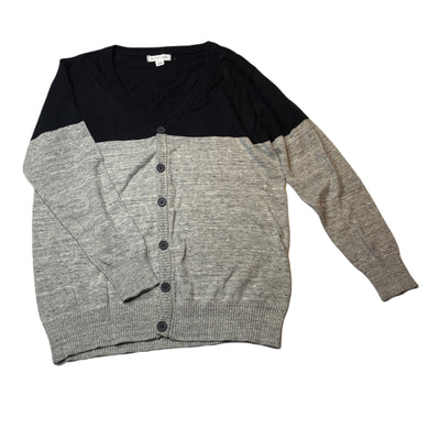 Boys Pumpkin Patch, grey & black knitted cotton cardigan / sweater, EUC, size 10,  
