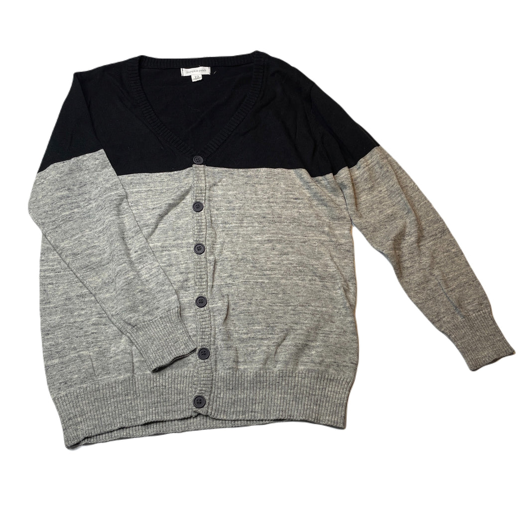 Boys Pumpkin Patch, grey & black knitted cotton cardigan / sweater, EUC, size 10,  