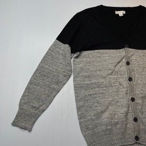 Boys Pumpkin Patch, grey & black knitted cotton cardigan / sweater, EUC, size 10,  