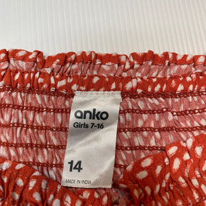 Girls Anko, viscose shirred top, EUC, size 14,  