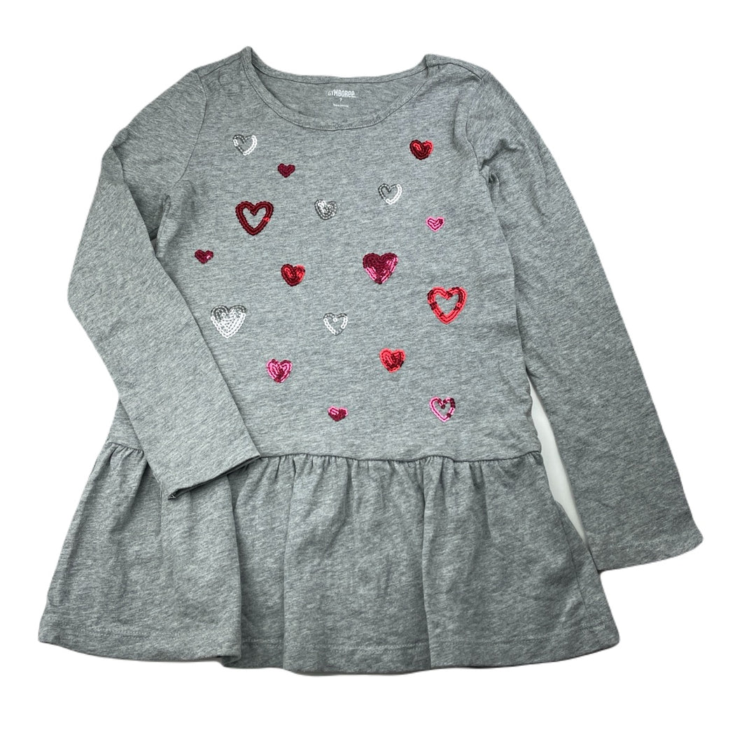 Girls Gymboree, cotton peplum top, sequin hearts, EUC, size 7,  