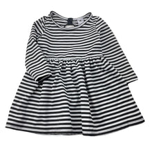 Load image into Gallery viewer, Girls H&amp;T, black &amp; white stripe long sleeve dress, GUC, size 2, L: 45cm