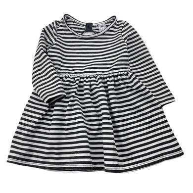 Girls H&T, black & white stripe long sleeve dress, GUC, size 2, L: 45cm