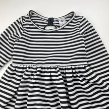 Load image into Gallery viewer, Girls H&amp;T, black &amp; white stripe long sleeve dress, GUC, size 2, L: 45cm