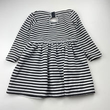 Load image into Gallery viewer, Girls H&amp;T, black &amp; white stripe long sleeve dress, GUC, size 2, L: 45cm