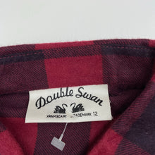 Load image into Gallery viewer, Boys Double Swan, checked flannel cotton shirt, EUC, size 12,  