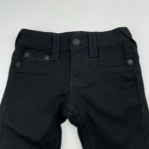 Girls True Religion, stretchy black pants, adjustable, Inside leg: 34cm, EUC, size 3,  