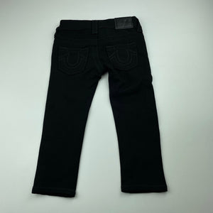 Girls True Religion, stretchy black pants, adjustable, Inside leg: 34cm, EUC, size 3,  