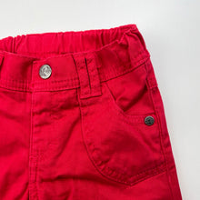 Load image into Gallery viewer, Girls M&amp;S, red stretch cotton pants, adjustable, Inside leg: 39cm, EUC, size 3-4,  