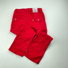 Load image into Gallery viewer, Girls M&amp;S, red stretch cotton pants, adjustable, Inside leg: 39cm, EUC, size 3-4,  