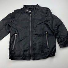 Load image into Gallery viewer, Boys Milkshake, black faux leather jacket, shoudler to cuff: 33cm, EUC, size 3,  
