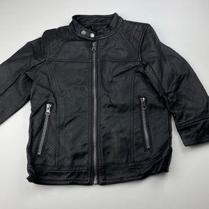Boys Milkshake, black faux leather jacket, shoudler to cuff: 33cm, EUC, size 3,  