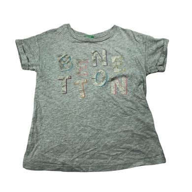 Girls United Colors of Benetton, grey marle cotton t-shirt / top, GUC, size 6-7,  