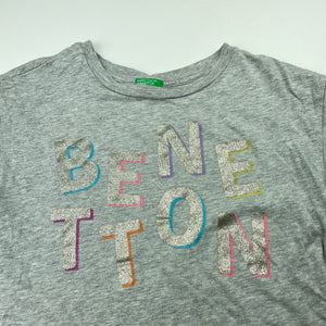 Girls United Colors of Benetton, grey marle cotton t-shirt / top, GUC, size 6-7,  