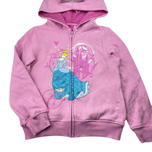 Load image into Gallery viewer, Girls Disney, Princess, Cinderella zip hoodie sweater, marks on front, FUC, size 7-8,  
