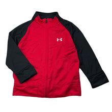 Load image into Gallery viewer, Boys Under Armour, red &amp; black zip up track top, light pilling, FUC, size 2,  
