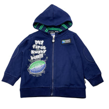 Load image into Gallery viewer, Boys WORLD CUP, Rugby WC 2011 fleece lined zip hoodie sweater, GUC, size 2,  