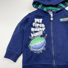 Load image into Gallery viewer, Boys WORLD CUP, Rugby WC 2011 fleece lined zip hoodie sweater, GUC, size 2,  