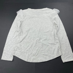 Girls H&T, grey marle long sleeve top, sequin butterflies, FUC, size 7,  