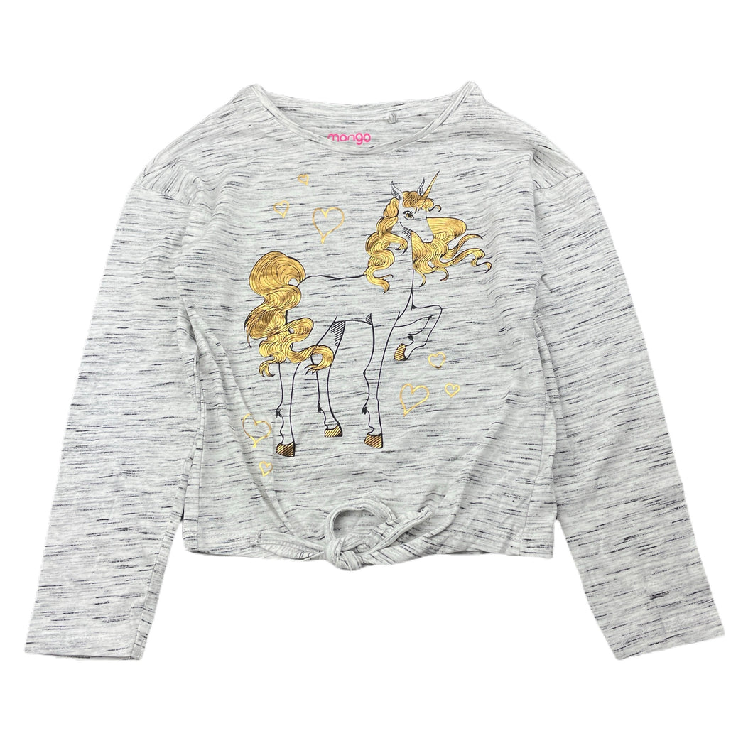 Girls Mango, tie front long sleeve top, unicorn, EUC, size 6,  
