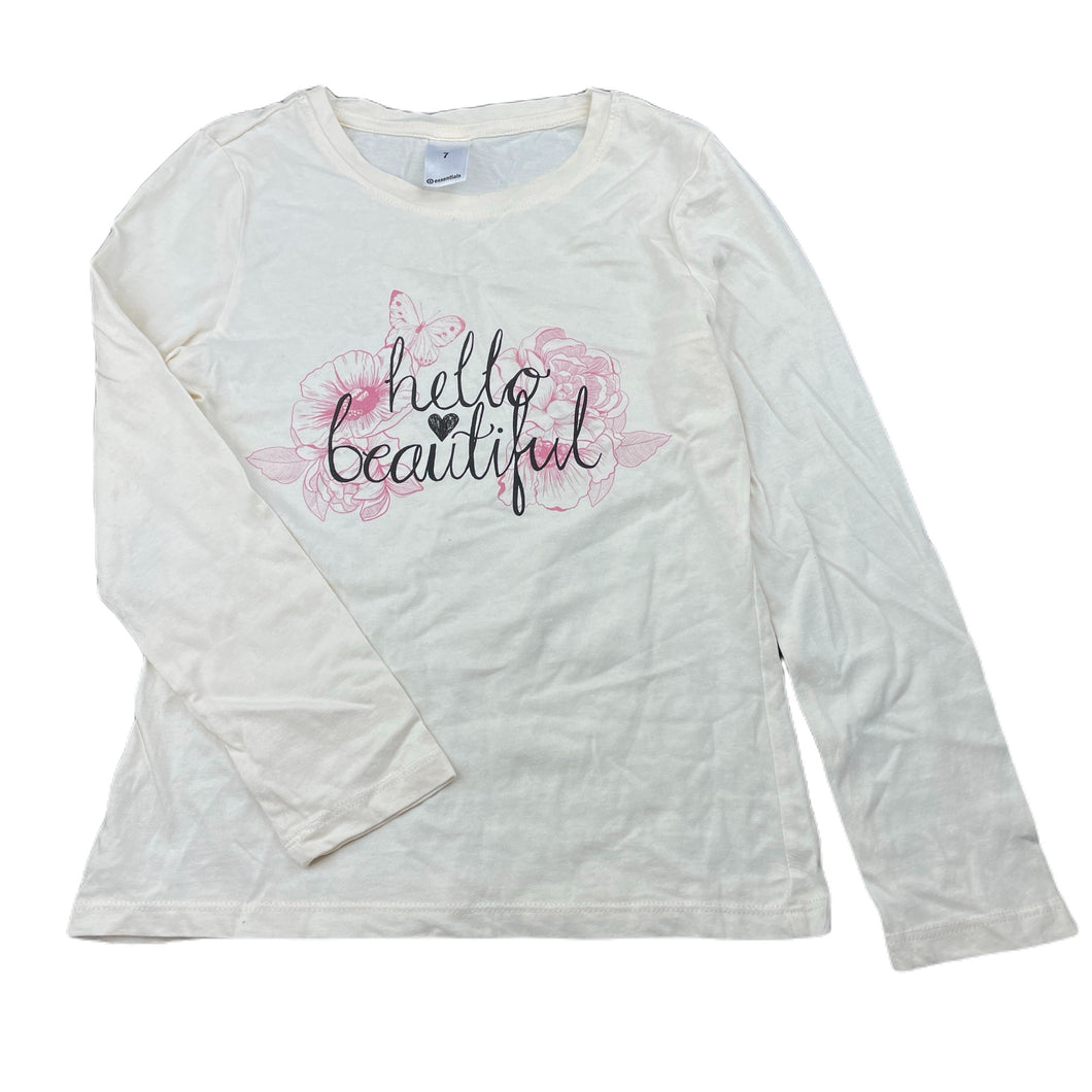 Girls Target, cream cotton long sleeve top, FUC, size 7,  