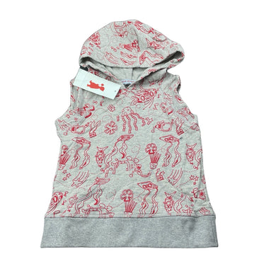 unisex Peace Street, grey & red hooded cotton top, NEW, size 2,  