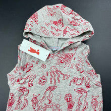 Load image into Gallery viewer, unisex Peace Street, grey &amp; red hooded cotton top, NEW, size 2,  