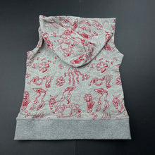 Load image into Gallery viewer, unisex Peace Street, grey &amp; red hooded cotton top, NEW, size 2,  