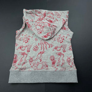 unisex Peace Street, grey & red hooded cotton top, NEW, size 2,  