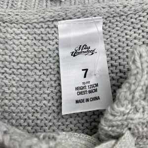 Girls Miss Understood, grey knitted cotton sweater / jumper, NEW, size 7,  