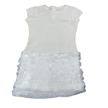 Load image into Gallery viewer, Girls Guess, cream &amp; white sequin party dress, EUC, size 6, L: 55cm