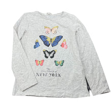 Load image into Gallery viewer, Girls H&amp;M, grey marle long sleeve t-shirt / top, butterflies, GUC, size 9-10,  