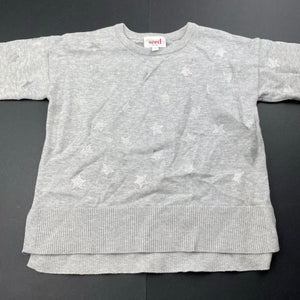 Girls Seed, grey knitted cotton sweater / jumper, stars, EUC, size 3,  