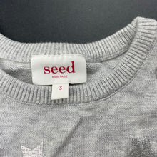 Load image into Gallery viewer, Girls Seed, grey knitted cotton sweater / jumper, stars, EUC, size 3,  