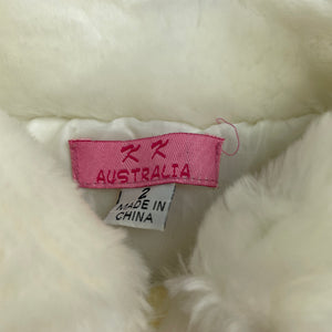 Girls KK AUSTRALIA, lined faux fur jacket, poppers, L: 38cm, GUC, size 2,  