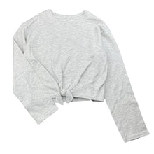 Load image into Gallery viewer, Girls H&amp;M, grey marle tie front long sleeve top, EUC, size 9,  