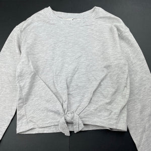 Girls H&M, grey marle tie front long sleeve top, EUC, size 9,  