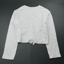 Load image into Gallery viewer, Girls H&amp;M, grey marle tie front long sleeve top, EUC, size 9,  