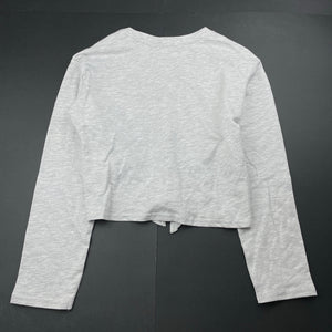 Girls H&M, grey marle tie front long sleeve top, EUC, size 9,  