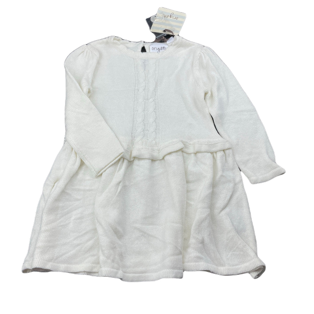 Girls Origami, knitted long sleeve dress, NEW, size 2, L: 44cm