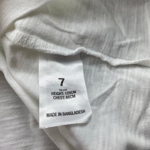 Girls H&T, white cotton long sleeve top, EUC, size 7,  