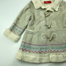 Load image into Gallery viewer, Girls Sprout, fleece lined faux suede jacket / coat, L: 39cm, EUC, size 1,  